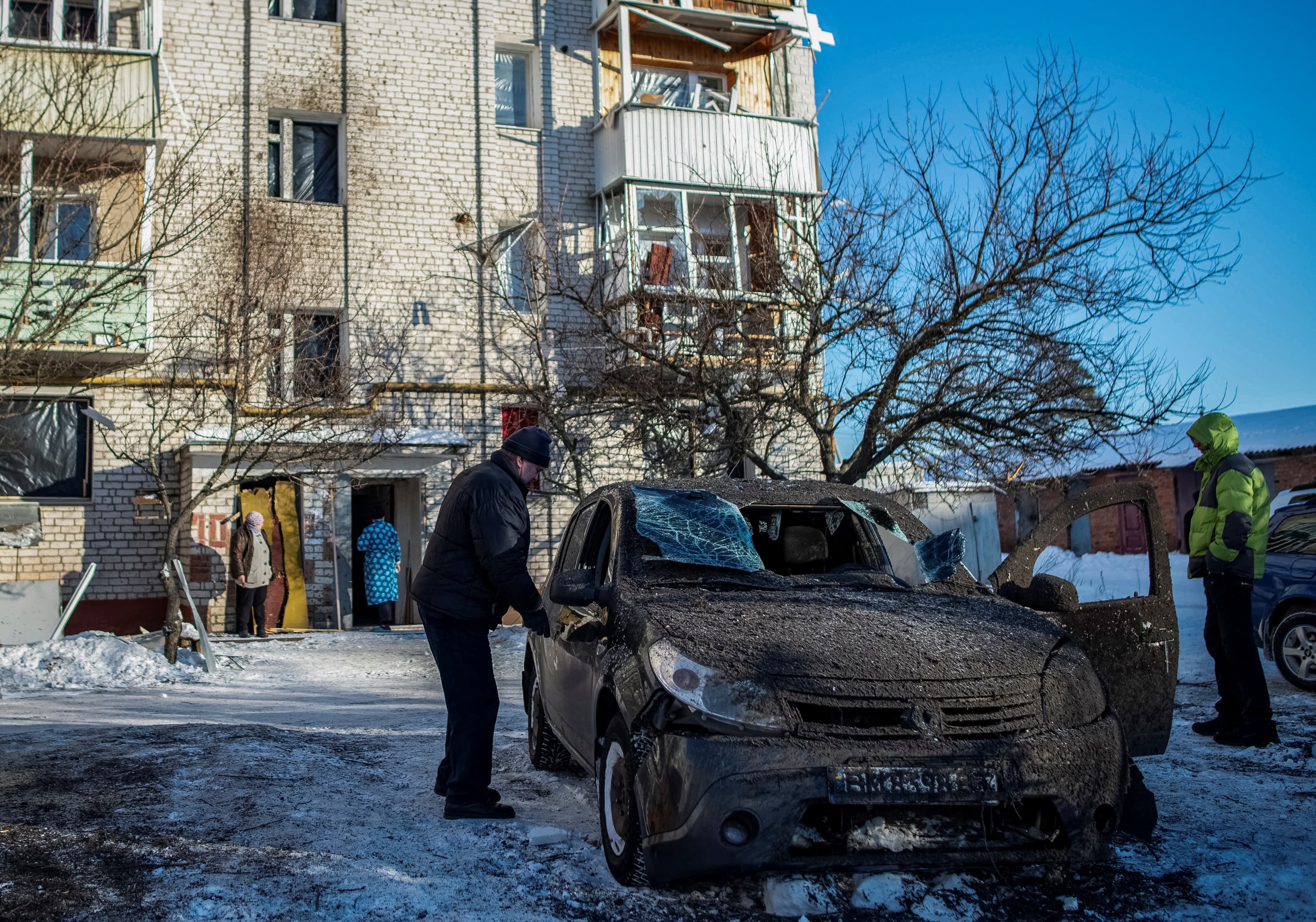 Damage to Kyiv after New Year drone strike